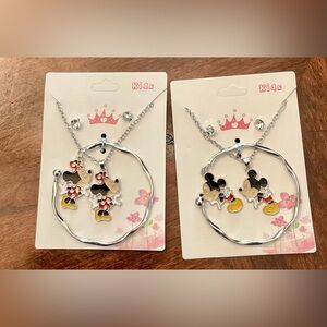 Kids Silver-Tone Cartoon Mouse Necklace, Bracelet & Earrings Charm Set